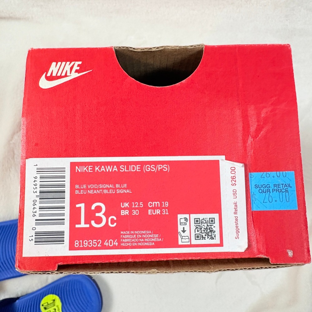 Nike Kawa Slide Kids Sz 13 C Blue Void Sandals 819352-404 New in Box - Picture 9 of 11